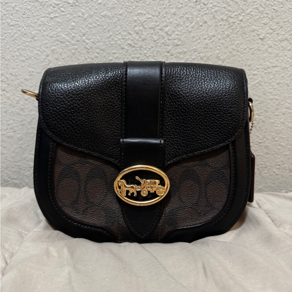 Coach Black and Brown Georgie Saddle Bag